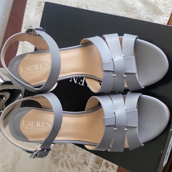 Ralph Lauren Ankle Strap  Platform Sandals 1" Platform 2.75" heel 100% Authentic - Picture 6 of 13